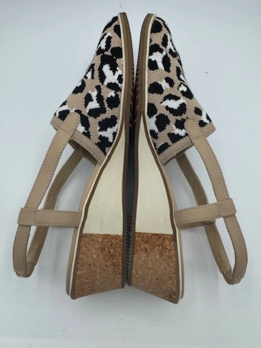 Vaneli Women's Greer Beige Leopard Slingback Wedge Size 8.5